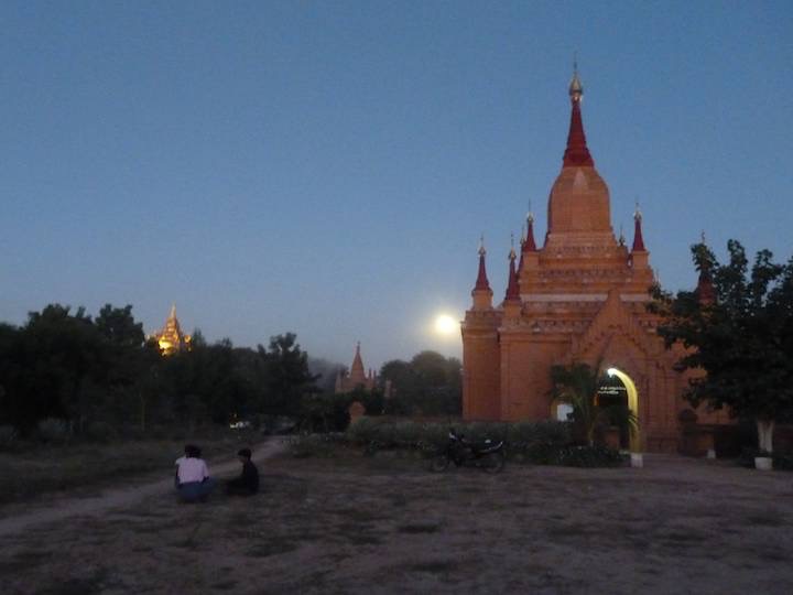 Bagan at sunset&hellip;. this is actually the full moon rising behind a pagoda.