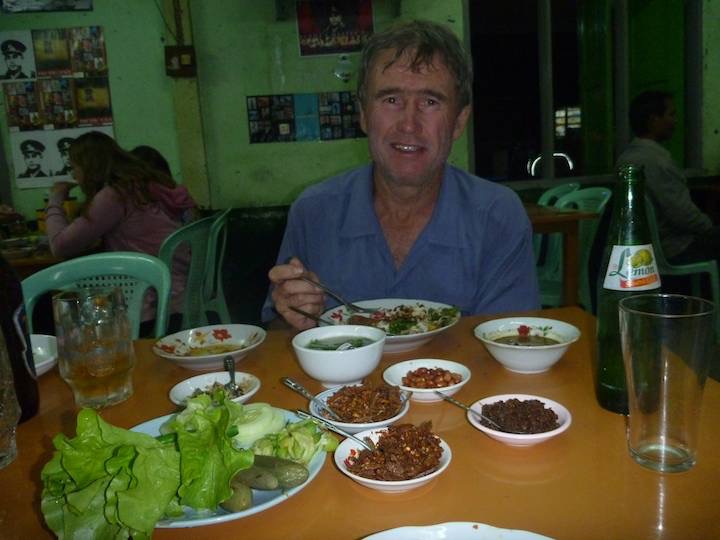 Eating was a big part of the experience. Here a Burmese style traditional feast with many small dishes