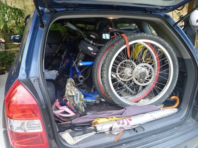 Bike packed into Yati's car