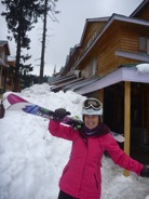 2013-02-03 Annette outside our hotel…look at all the snow