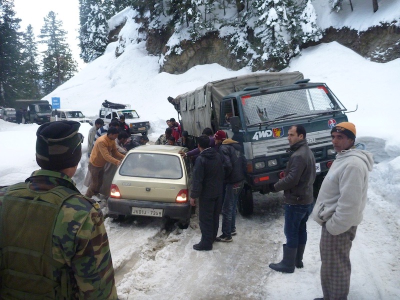 The road back from the valley to Gulmarg is often slow and congested.