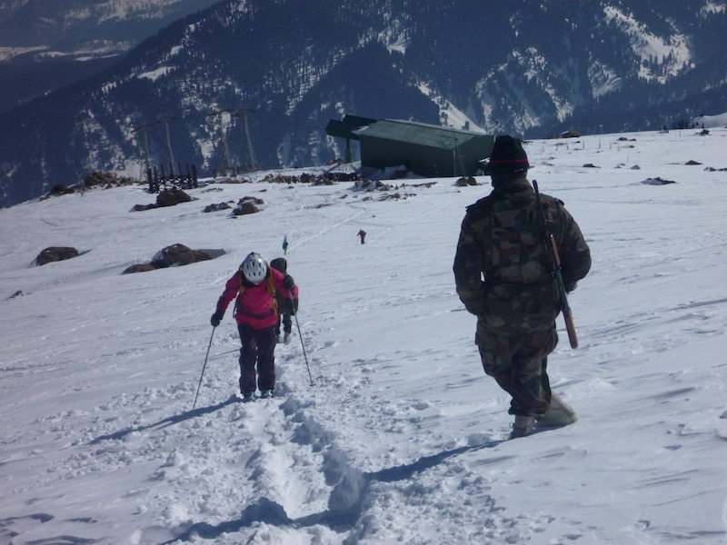 Hiking to the top of My Apharwat under the watchful eye of the Indian Army.