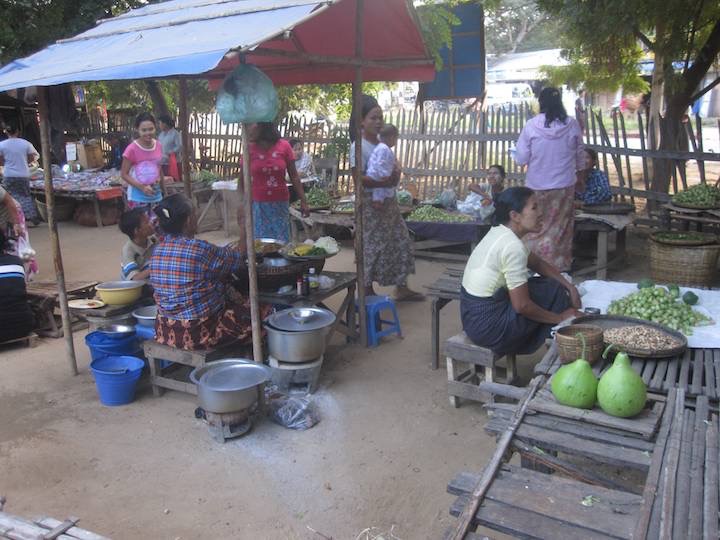 Another early morning market scene, Annette took while I mended yet another puncture.