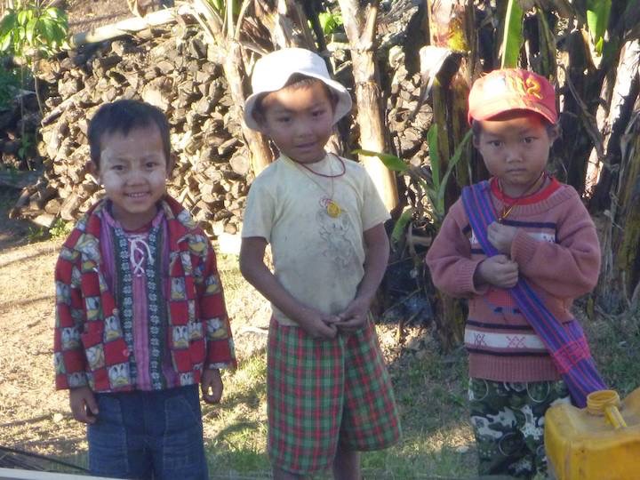 3 little boys in our evening village