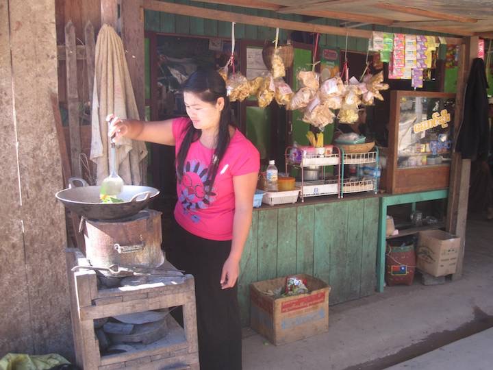 A local shopkeeper at work at the wok.