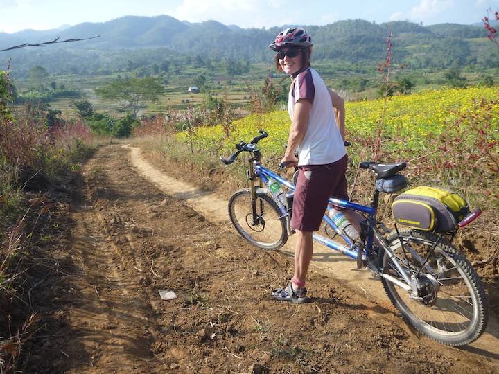 On the way to the waterfall just out of Hsipaw. The waterfall was visible in the hills.