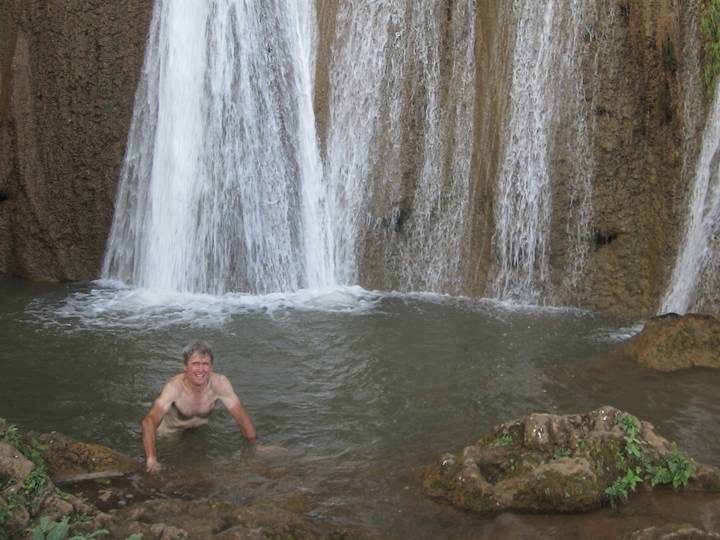 I even took a dip. note the bike riders tan!